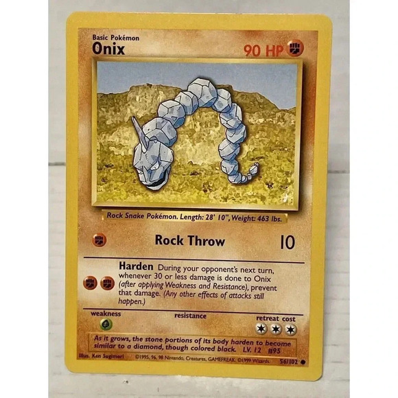 Onix Base Set 56/102‎ Pokémon WOTC 1999 Card LP Vintage - Picture 1 of 12